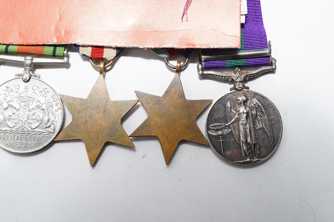 A WWII medal group awarded to Sqdn. Ldr. J.M. Anderson. R.A.F., also engraved under the ranks of Private (7260344), and Flight Officer, comprising of seven medals (three engraved)